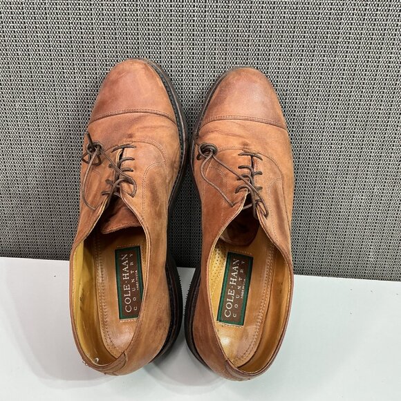 Cole Haan Leather Oxford Dress Shoes In Burnished Tan Suede - Picture 7 of 9